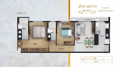 Apartamento de 66,91m², à venda